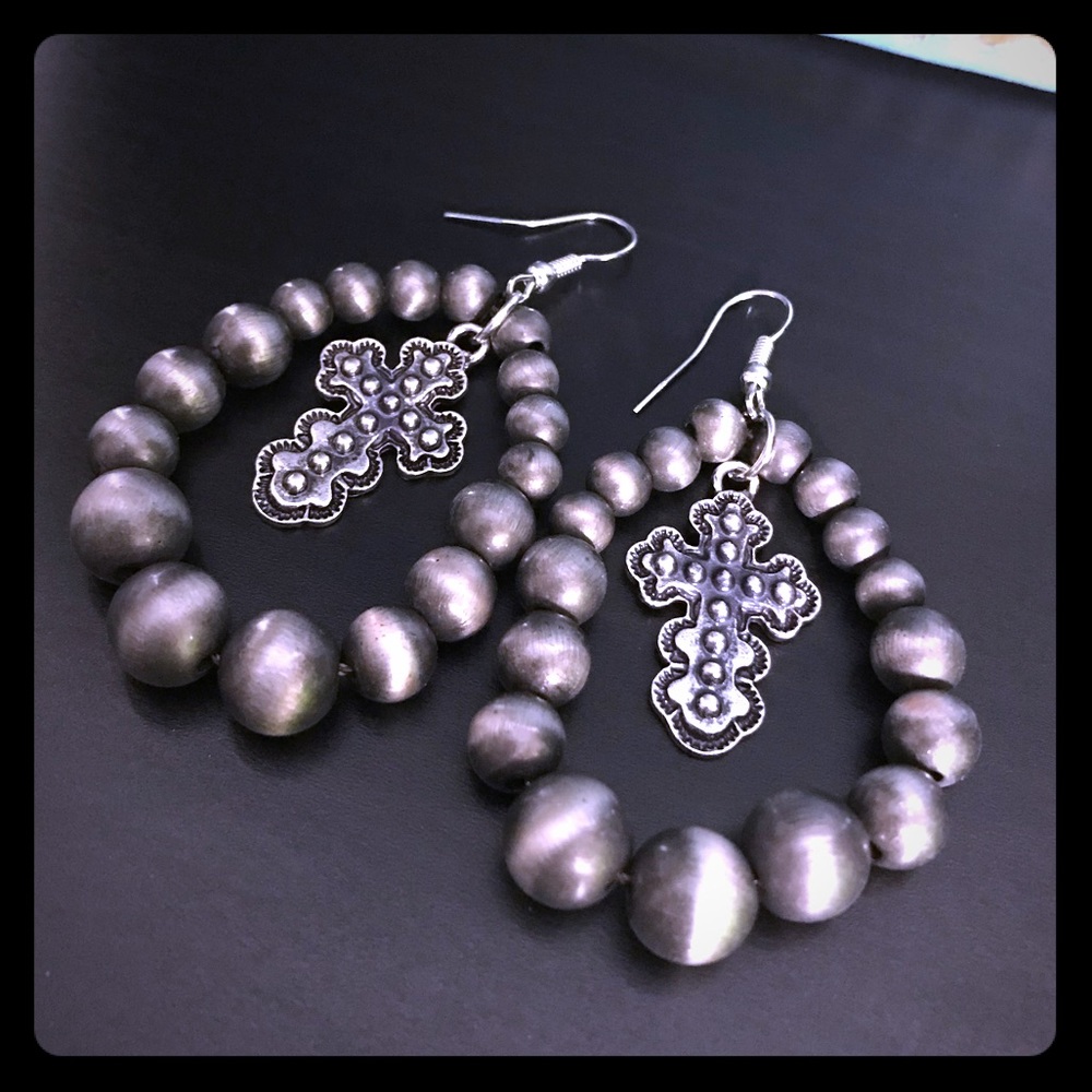 Navajo Bead (ccb) Cross Earrings